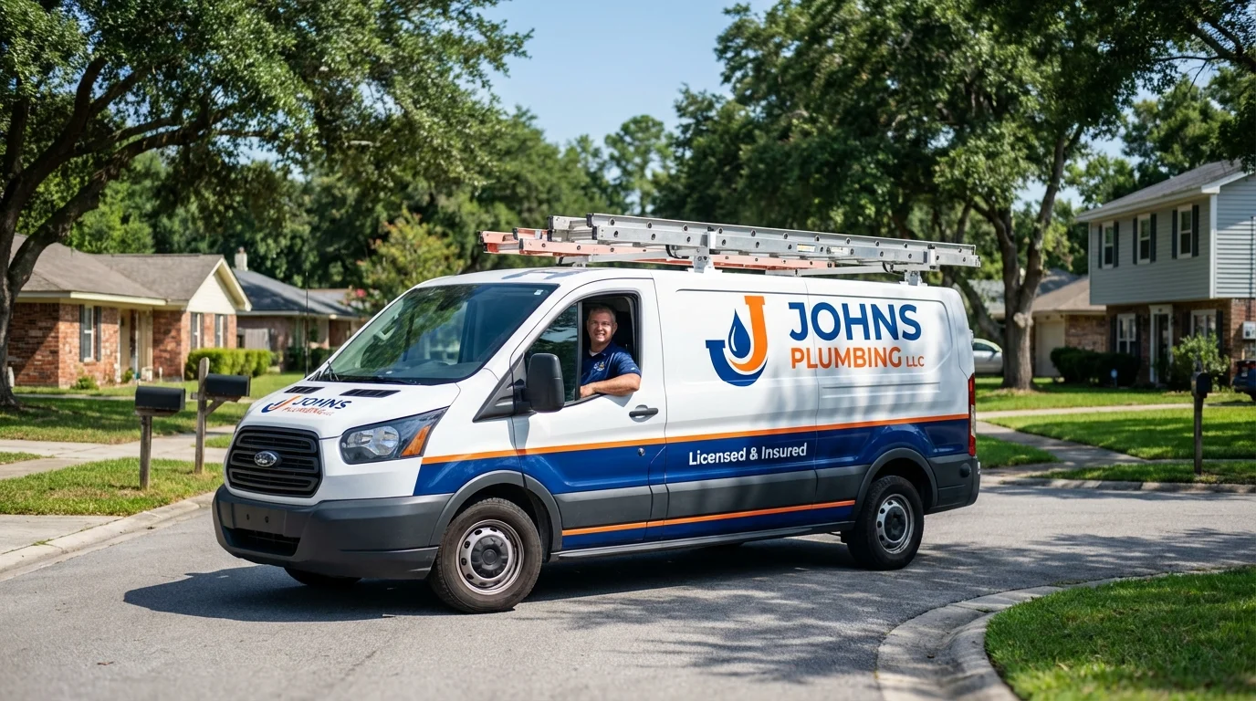 Johns Plumbing LLC service van in La Luz, NM