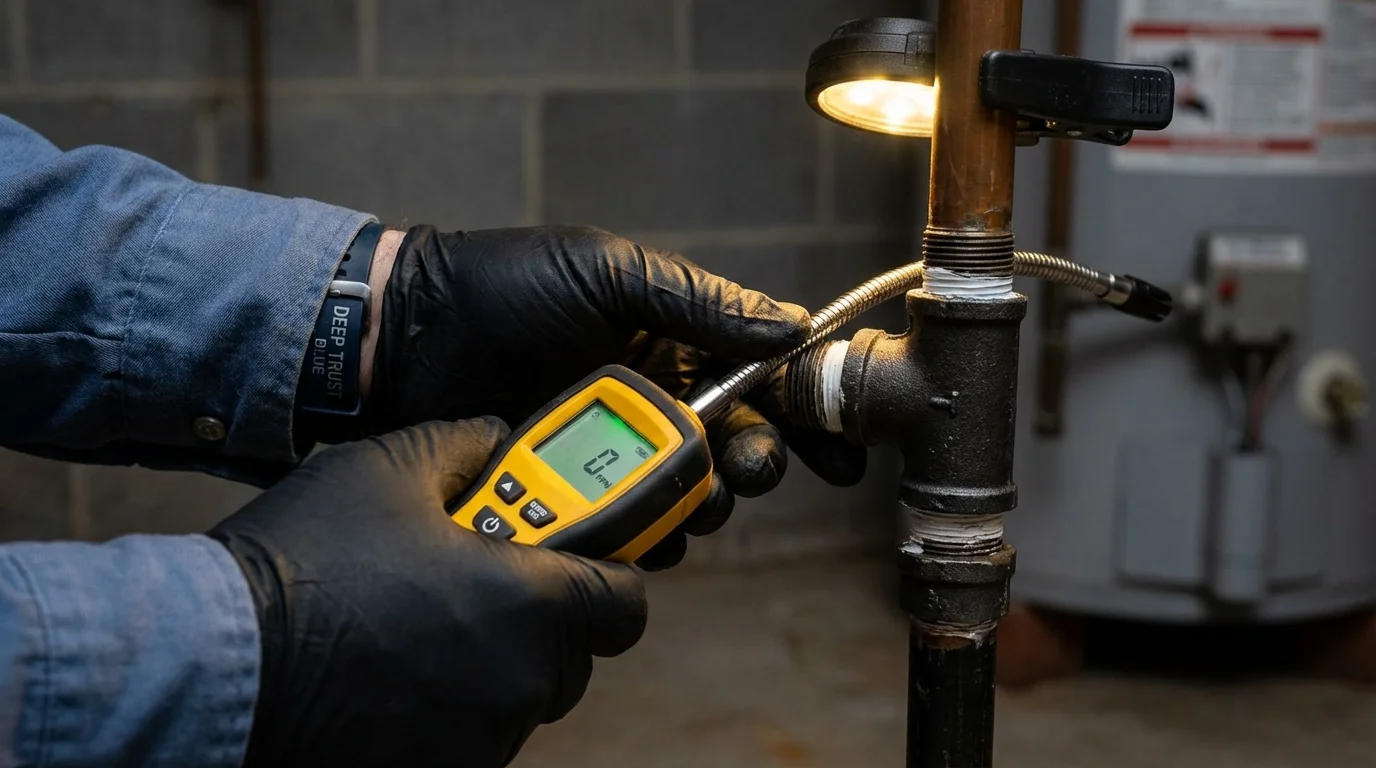 Gas leak detection with electronic sniffer by Johns Plumbing LLC in La Luz